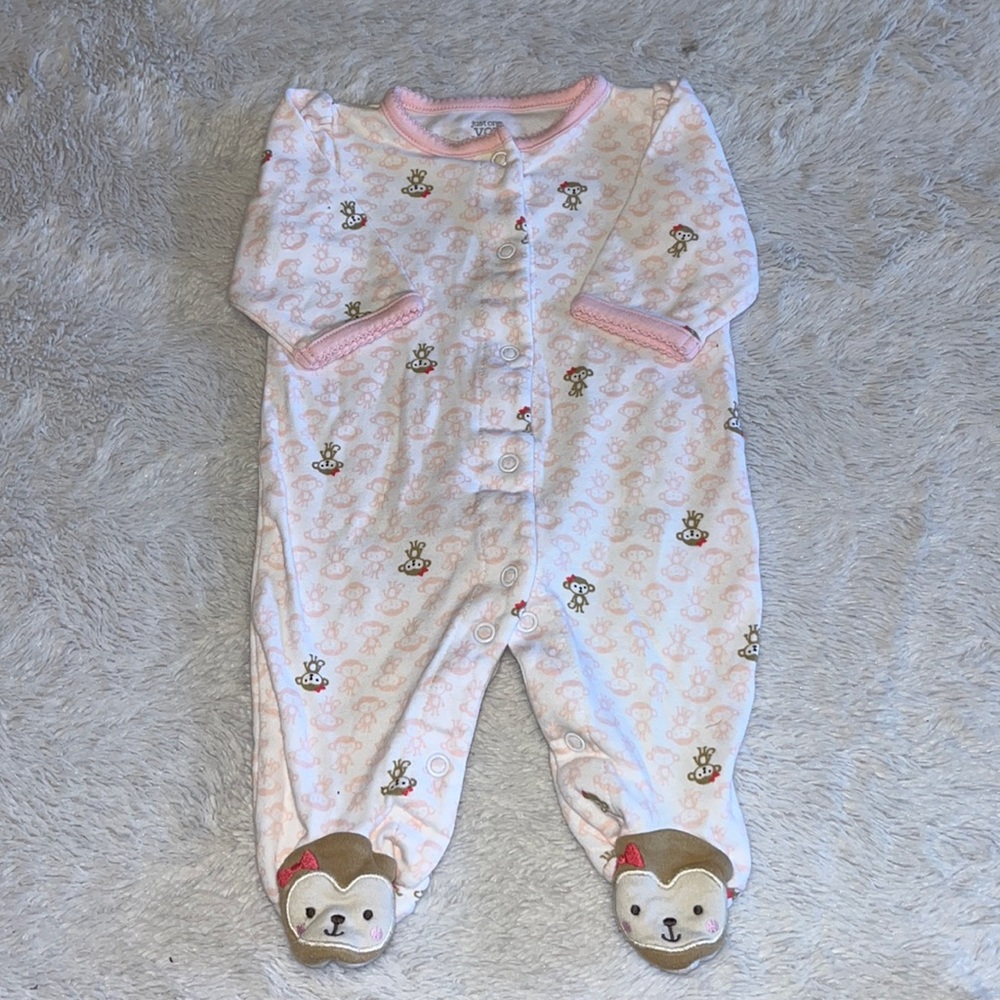 carters monkey footie/ sleeper baby girl clothing 3 months